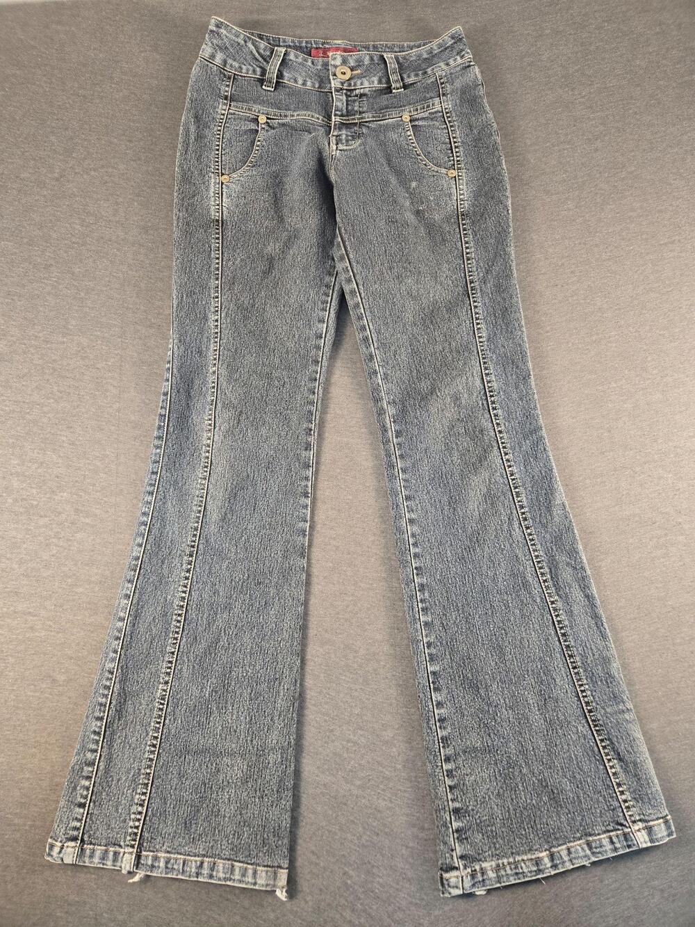 VTG Y2K Jean Paul Jeans JPC Mid Rise Flares Curved Front Seams Sz 32